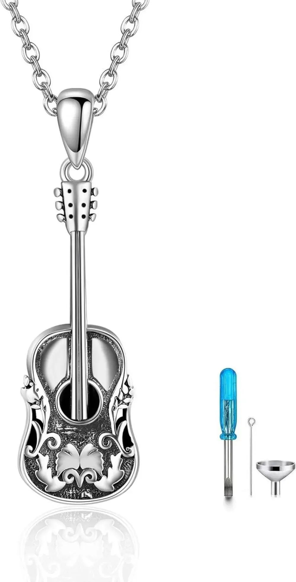 Gitarre Halskette Sterling Silber Musik Anhänger Musiker