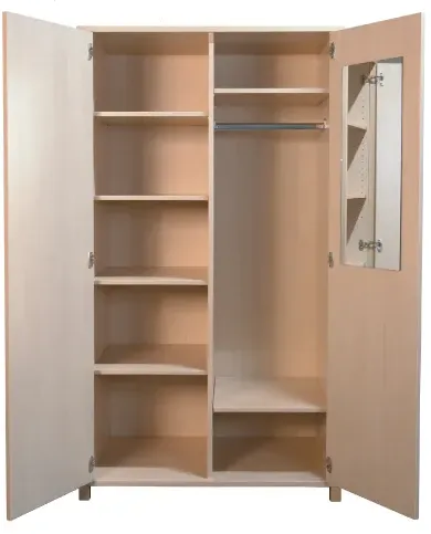 Stollen-Kleiderschrank, li.4 EB, re.Garderobe, Spiegel