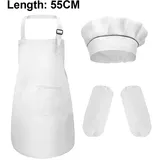 1 Set Kinderschürze Und Hut Set Und Ärmel Kinder Kochschürze Zum Kochen Backen Malerei Overalls Kindergarten Malerei Kunst(weiß, M)