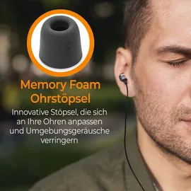 mobilefox In-Ear Kopfhörer Headset Magnet Sport Design Memory Foam Ohrhörer Mikrofon Grau