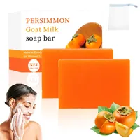 2 pcs Persimmon Soap,Persimmon Kernseife Natur,Seife für Gesicht und Körper, Feste Seifen, Porenverkleinerung, Tiefenreinigung, Feuchtigkeitsspendend, mit Einem Schaumnetz
