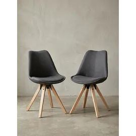 KADIMA DESIGN Esszimmerstuhl Lund Stoff grau 2er Set