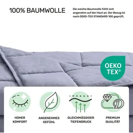 DAILYDREAM Gewichtsdecke für Erwachsene aus 100% Baumwolle, Edition"Grau" - 7 KG / 155x200cm - Gewichtete Decke - Grau