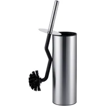 Relaxdays WC Bürste mit Randreiniger, Spritzschutz, hygienisch, Klobürste mit Halter, Edelstahl, Silber