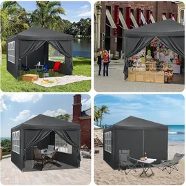 Woltu Faltpavillon 3 x 3 m inkl. 4 Seitenteile Anthrazit