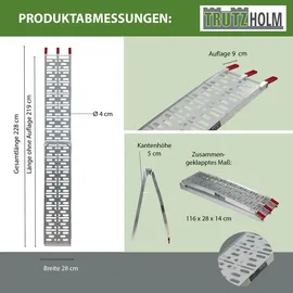 Trutzholm Auffahrrampe 228 cm 680 kg klappbar Aluminium gelocht silber 2 St.