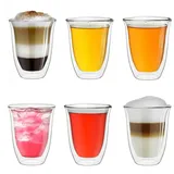 Creano doppelwandige Gläser 250ml „DG-V“, 6er Set, großes Thermoglas doppelwandig aus Borosilikatglas, Kaffeegläser, Teegläser, Latte Gläser, Doppelwandgläser