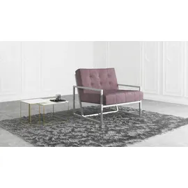s-style möbel Loungesessel Mit Silber, Metall Füßen Aus Rosa Samtstoff