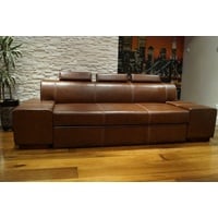 Echtleder Sofa Couch mit Kopfstützen und Schlaffunktion 100% Leder Rindsleder