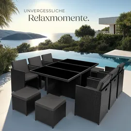 Tectake Rattan Sitzgruppe New York 10-tlg. Schwarz