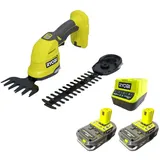 Ryobi RY18GSA-215 18 V ONE+ Akku Gras- u. Strauchschere, Schnittstärke 8 mm + 2x Akku 1,5 Ah + Ladegerät