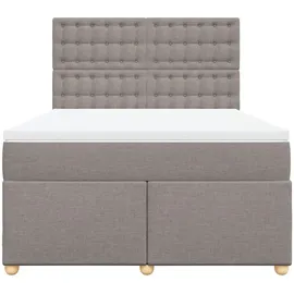 vidaXL Boxspringbett mit Matratze Taupe 140x200 cm Stoff