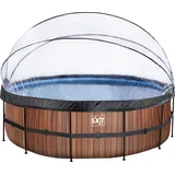 EXIT TOYS Wood Pool 450 x 122 cm inkl. Sandfilterpumpe, Abdeckung und Wärmepumpe