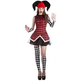 Boland Clown-Kostüm Harlekinkostüm Damen Clown Karneval Verkleidung Narren Mottoparty bunt|rot|schwarz XL | XL