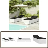 3-tlg. Garten-sonnenliegen Mit Teetisch Poly Rattan Weiß - Sonnenliege - Gartenmöbel - Lounge Möbel - Rattan Gartenmöbel - Outdoor Möbel