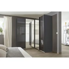 Rauch Quadra grau (graumetallic, hochglanz effektgrau), B:181cm H:229cm T:187cm, Holzwerkstoff, Schränke, Schwebetürenschrank, Eckschrank inkl. Türendämpfer, mit Spiegeltüren