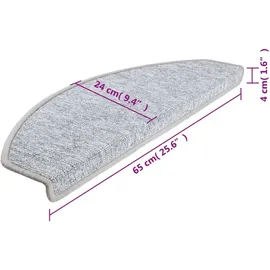 vidaXL 15 Stk. Treppenmatten Hellgrau 65 x 24 x 4 cm