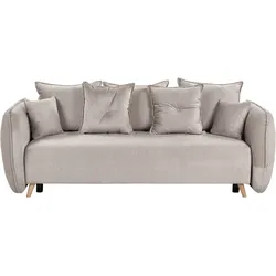 Schlafsofa 2-Sitzer VALLANES Samtstoff Taupe mit Stauraum