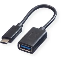 Value USB 3.2 Gen 1 Kabel, USB Typ C - A, ST/BU, OTG, schwarz, 0,15 m