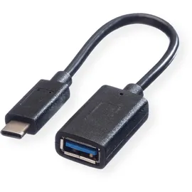 Value USB 3.2 Gen 1 Kabel, USB Typ C - A, ST/BU, OTG, schwarz, 0,15 m