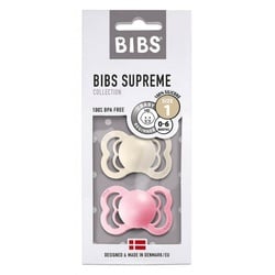 BIBS Schnuller Supreme 2er Pack Silikon Ivory+Baby Pink 0-6m