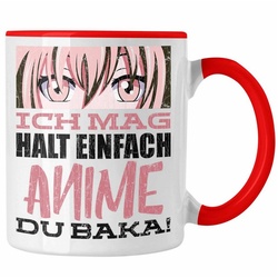 Trendation Tasse Trendation – Anime Tasse Geschenk Spruch Kaffeetasse Geschenke Deko Anme Fan Du Baka rot