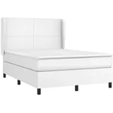vidaXL Boxspringbett mit Matratze Weiß 140x200 cm Kunstleder