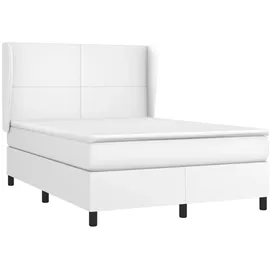 vidaXL Boxspringbett mit Matratze Weiß 140x200 cm Kunstleder