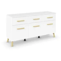 Rauch Möbel Skandi by Aditio Sideboard, Kommode, Schubladenschrank, Lowboard, 3 Schubkästen, Soft-Close, Holzfuß, Farbe Alpinweiß, 140x73x42cm