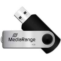 MediaRange USB 2.0 Speicherstick 4GB - Mini USB Flash-Laufwerk mit sicherem Drehkappengehäuse, externe Speichererweiterung mit Lesegeschwindigkeit von bis zu 17 MB/s, Farbe Schwarz