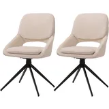 Mendler 2er-Set Esszimmerstuhl HWC-N73, Küchenstuhl, drehbar Auto-Return, Stoff/Textil Chenille (490g/m2) creme-beige