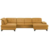 Lounge Collection Wohnlandschaft Leder  Jona , gelb , Maße (cm): B: 368 H: 100 T: 194.0