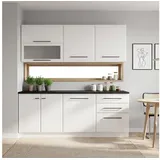 Homestyle4u Küchenzeile 200 cm Schwarz Weiß