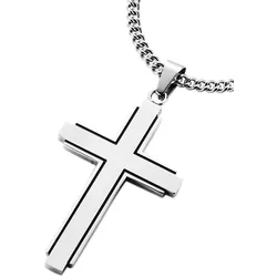 Kette mit Anhänger »Schmuck Geschenk Kreuz, teilweise geschwärzt«, 862093-0 edelstahlfarben-schwarz