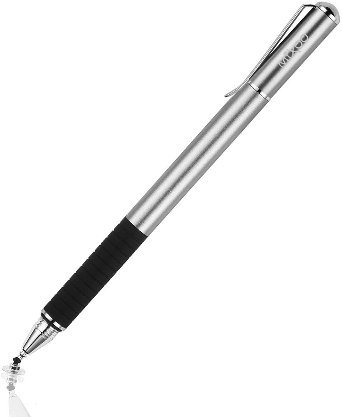 Mixoo Stift Präzision Disc Eingabestift Touchstift Stylus 2 in 1 Kapazitive Touchscreen Stift, kompatibel für Smartphones &Tablets (Grau)