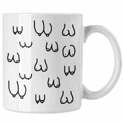 Trendation Tasse Trendation – Lustige Tasse mit Busen / Brüsten für Erwachsene als 18+ Geschenkidee Lustige Feminismus Kaffeetasse weiß