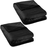Tectake 401732 Überwurfdecke Polyester Schwarz
