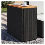 vidaXL Garten-Beistelltisch mit Holzplatte Schwarz 58x27,5x55cm Rattan