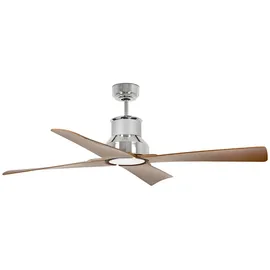 FARO LED Barcelona 130 cm Deckenventilator chrom/braun inkl. Fernbedienung