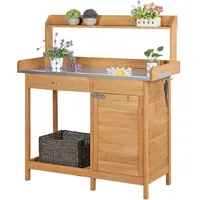 Yaheetech Pflanztisch 112 x 46,5 x 125 cm Holzfarbe