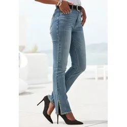 5-Pocket-Jeans, mit Schlitz, Nietendetails, Skinny Jeans, modisch, Gr. 38 - N-Gr, blue washed, , 17167256-38 N-Gr