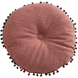 Uixxducc Nette Runde Kissen Quaste Kissen Bodenkissen 40cm Kissen Boho Lässige Bequeme Kissen Raum Dekoration Kissen Wohnzimmer Sofa (Rosa)