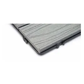 Mendler WPC Bodenfliese HWC-E21, Holzoptik Balkon/Terrasse, 3D-Struktur linear beschichtet-grau ~ 4x je 50x50cm = 1qm