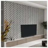 HOME DELUXE Wandpaneel Akustikpaneel mit Fischgrätenoptik VEGA, (1-tlg) Holzwand, Akustik Wand Paneele, Akustik Paneel grau