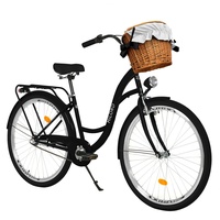 MILORD. 28 Zoll 3-Gang schwarz Komfort Fahrrad mit Korb und Rückenträger, Hollandrad, Damenfahrrad, Citybike, Cityrad, Retro, Vintage