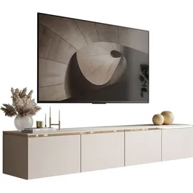 Lukmebel CELINE KASCHMIR TV-Lowboard 200 cm Beige/Gold Holzwerkstoff