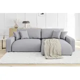 s-style möbel - Emma Ecksofa mit Schlaffunktion und Bettkasten in Cord-Stoff schöner Sitzkomfort, Ottomane rechts, B/T/H: 234 cm / 170 cm / 78 cm - Grau