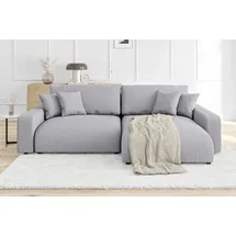 s-style möbel - Emma Ecksofa mit Schlaffunktion und Bettkasten in Cord-Stoff schöner Sitzkomfort, Ottomane rechts, B/T/H: 234 cm / 170 cm / 78 cm - Grau