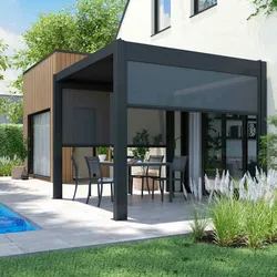 Oviala Business Freistehende bioklimatische Pergola 3x3m und 1 Markise 2,66 X 2,34m