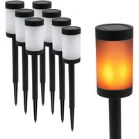 Spetebo Solar Wegeleuchte mit 12 Flammen led 41 x 6 cm - 8er Set - Gartenfackel mit realistischem Flammeneffekt